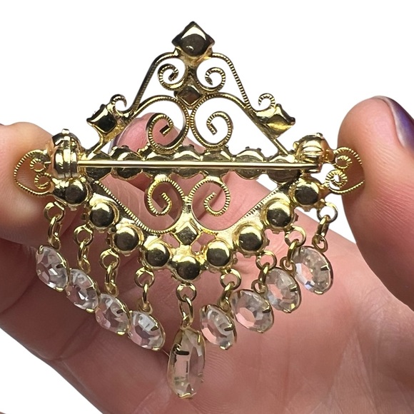Vintage Gold Toned Crystal Broach - Picture 5 of 6